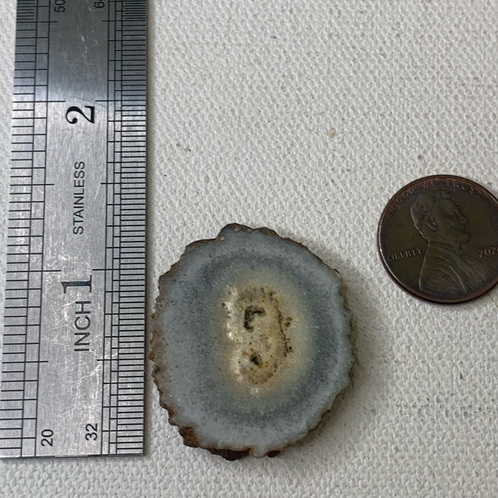 Stalactite Slice Polished Crystal Cave Mineral Rind Las Torres Mine Uruguay 1.3" - Picture 8 of 9